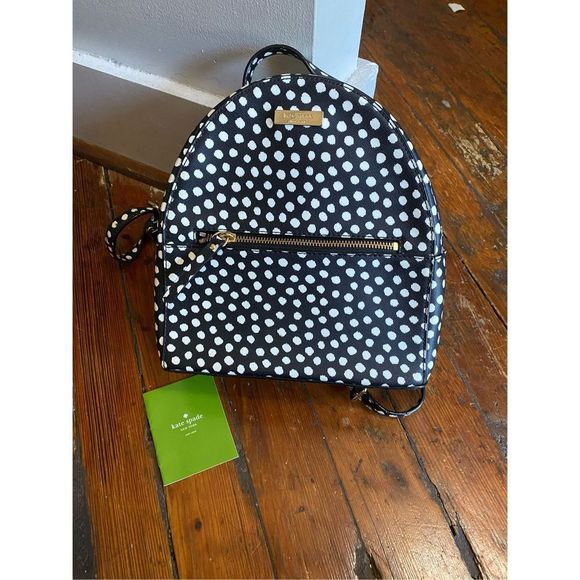 Kate Spade NWOT Laurel Way Musical Dot Black White Sammi Backpack, MSRP $540 - Picture 1 of 16